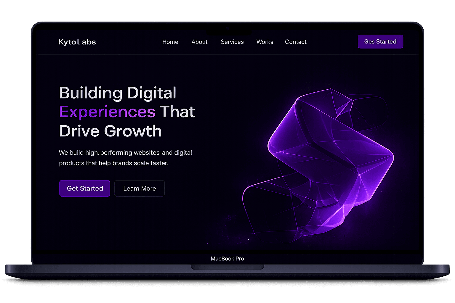 Website development displayed on a laptop